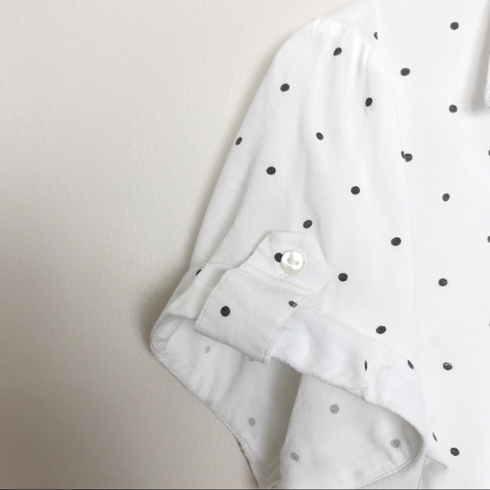 Japna Black/White Polka Dot Front Tie Camp Shirt S - Picture 5 of 8